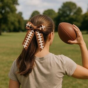 Football Hair Bow | Game Day‎ Ponytail Bow | Fall Football Accessory